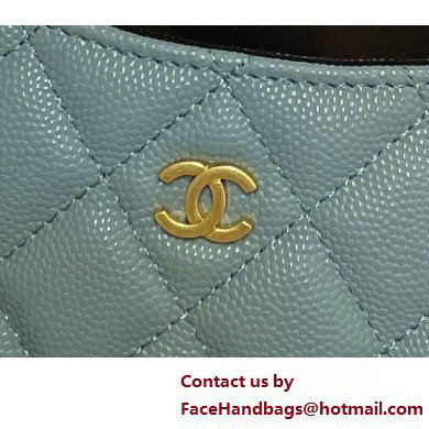 Chanel Grained Calfskin  &  Gold-Tone Metal Zip Coin Purse AP2061 Light Blue 2025